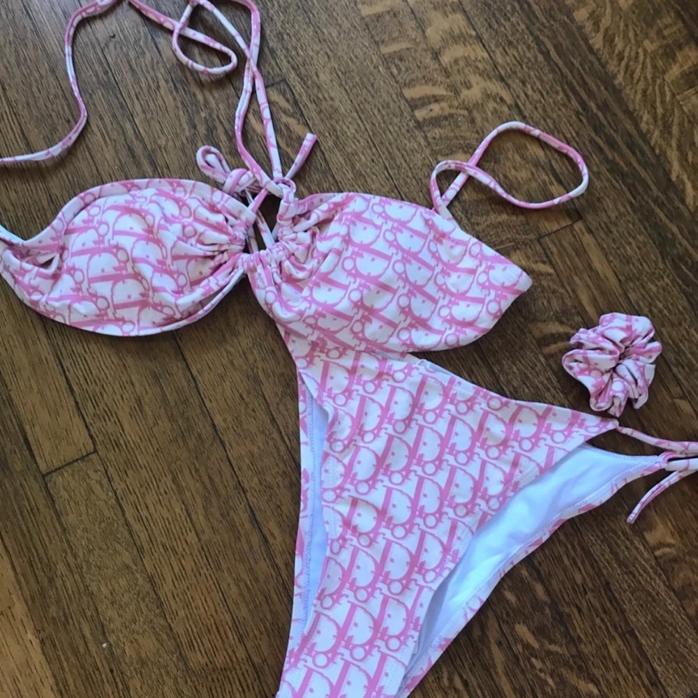 Dior Pink Monogram Bikini Set